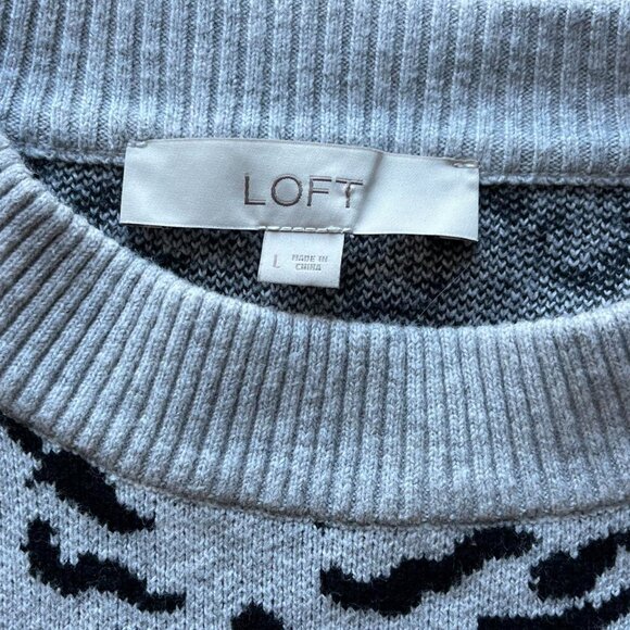 Loft Gray Cat Sweatshirt Womens L Soft Girl Cat Lover Kitty Wide Sleeve Coquette - Picture 3 of 7